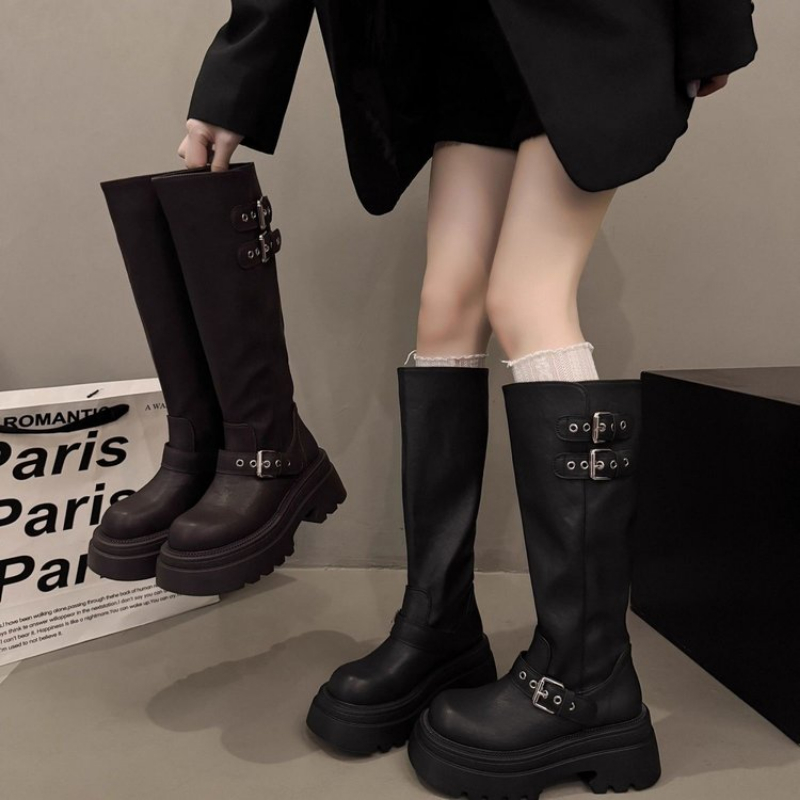 Women Chunky Platform Knee Hig - Drone Camera Stabilized 评论和价格