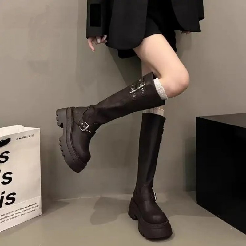 Women Chunky Platform Knee Hig - Drone Camera Stabilized 评论和价格